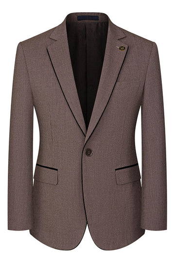 Taupe 3 Piece Slim Fit Notched Lapel One Button Men's Formal Suits